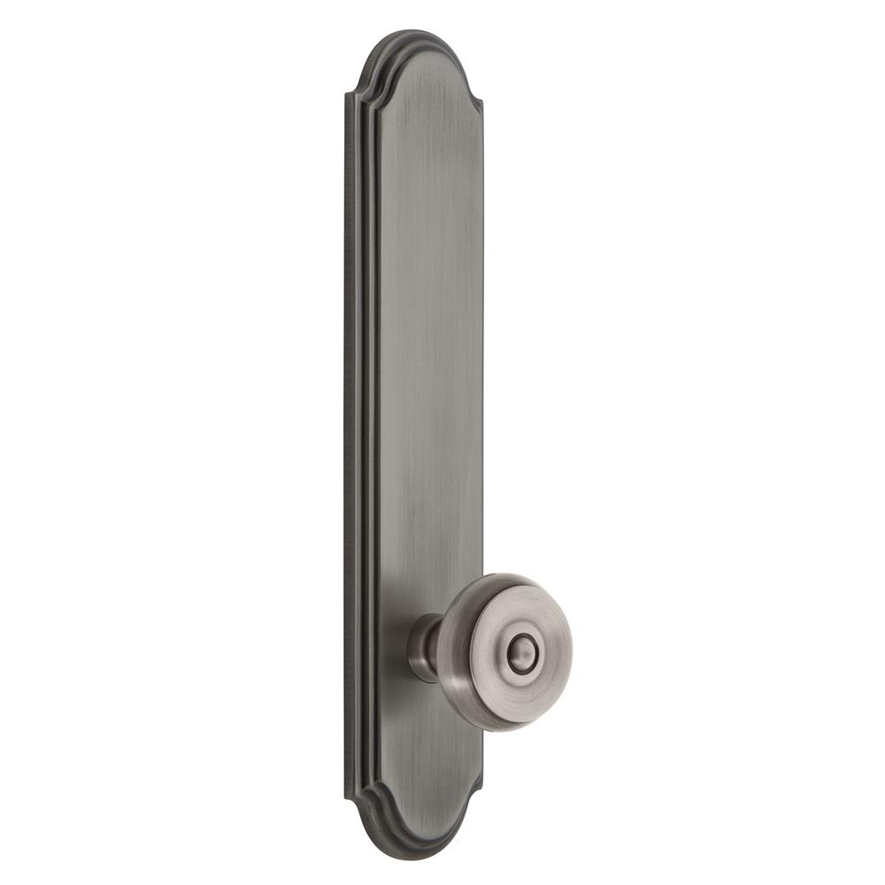Grandeur by Nostalgic Warehouse ARCBOU Arc Tall Plate Privacy with Bouton Knob in Antique Pewter